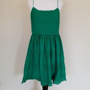 J. Crew green spring, spaghetti strap dress